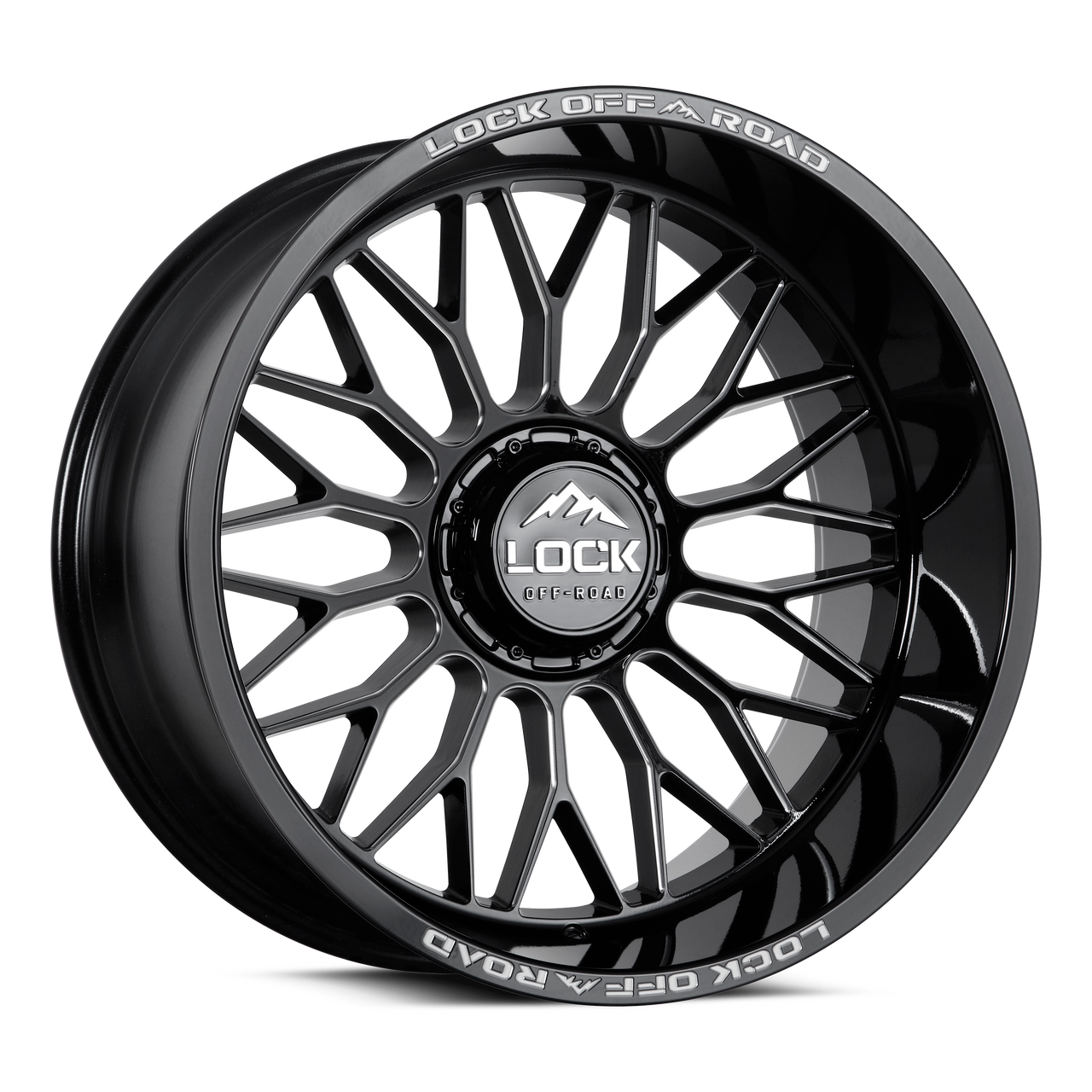 22" Lock X-Treme Rampage Gloss Black Milled 22x12 6x135 6x5.5 -44mm Truck Wheel
