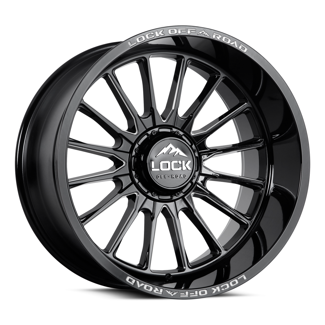 20" Lock Extreme Striker Gloss Black Milled 20x10 Wheel 5x5 5x5.5 -18mm Truck Rim