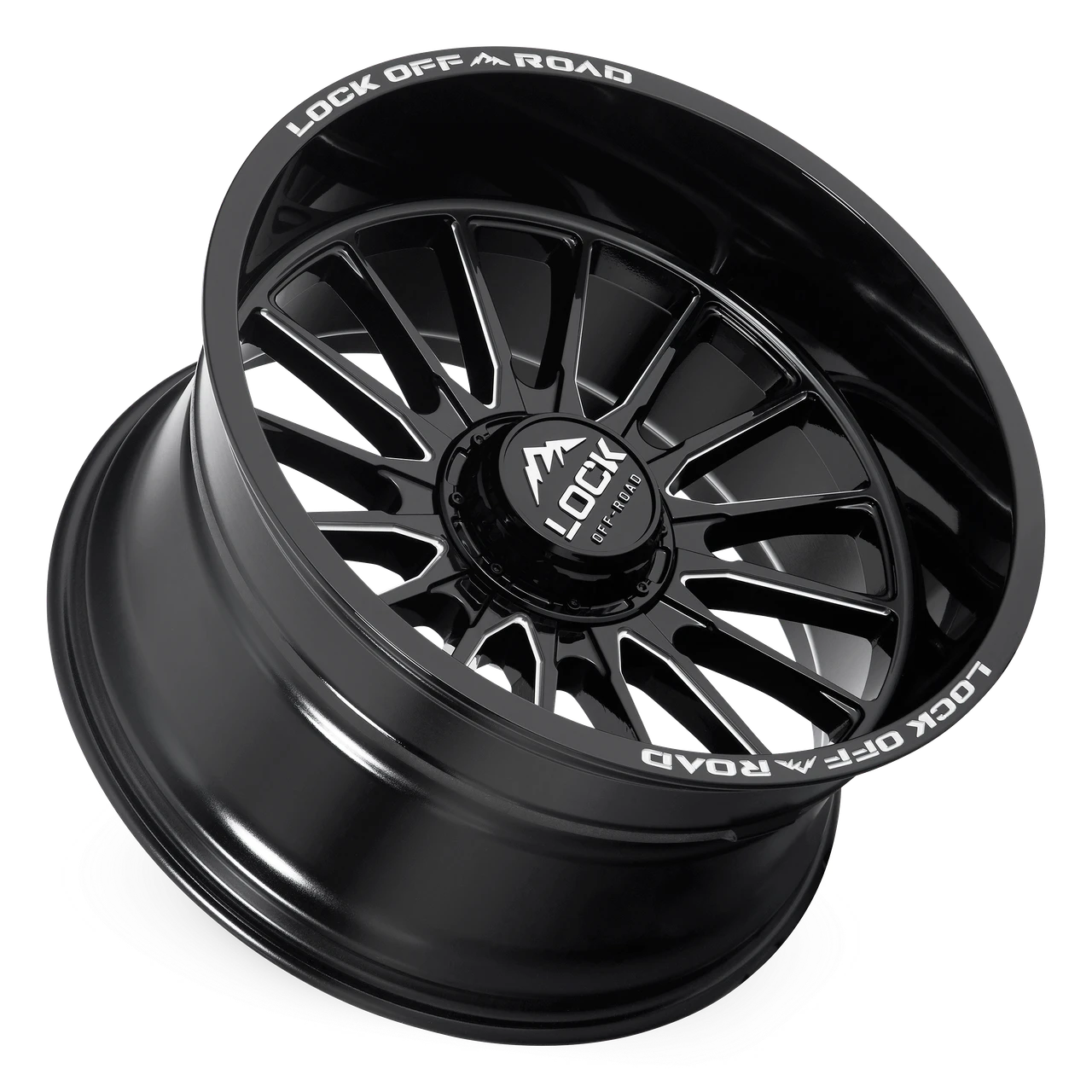 Set 4 20" Lock X-Treme Striker Gloss Black Milled 20x10 5x5 5x5.5 18mm Wheels