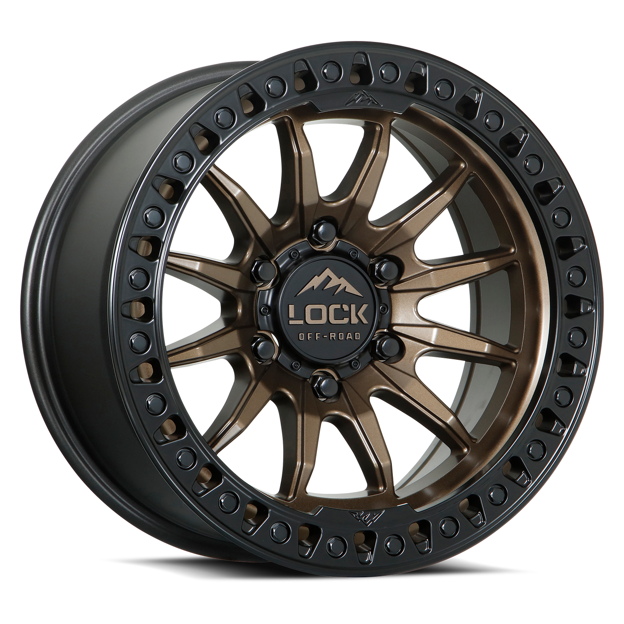 20" Lock Offroad Trail Matte Bronze Matte Black Ring 20x10 Wheel 8x170 18mm Rim For Ford F250 F350 Truck