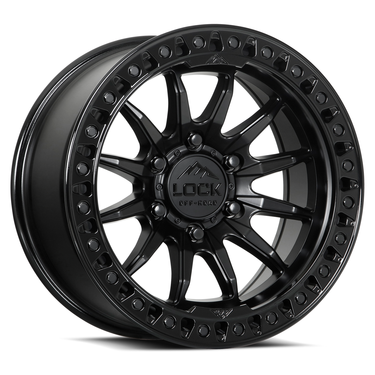 20" Lock Offroad Trail Matte Black Gloss Black Ring 20x10 Wheel 6x5.5 18mm Rim