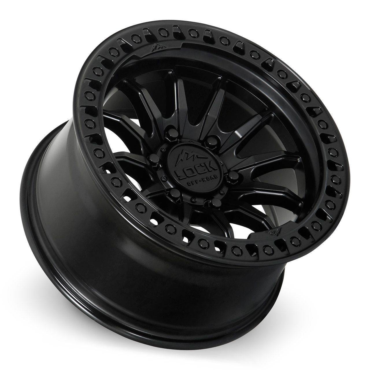 Set 4 20" Lock Offroad Trail Matte Black Gloss Black Ring 20x10 6x5.5 18mm Rims Truck SUV Wheels