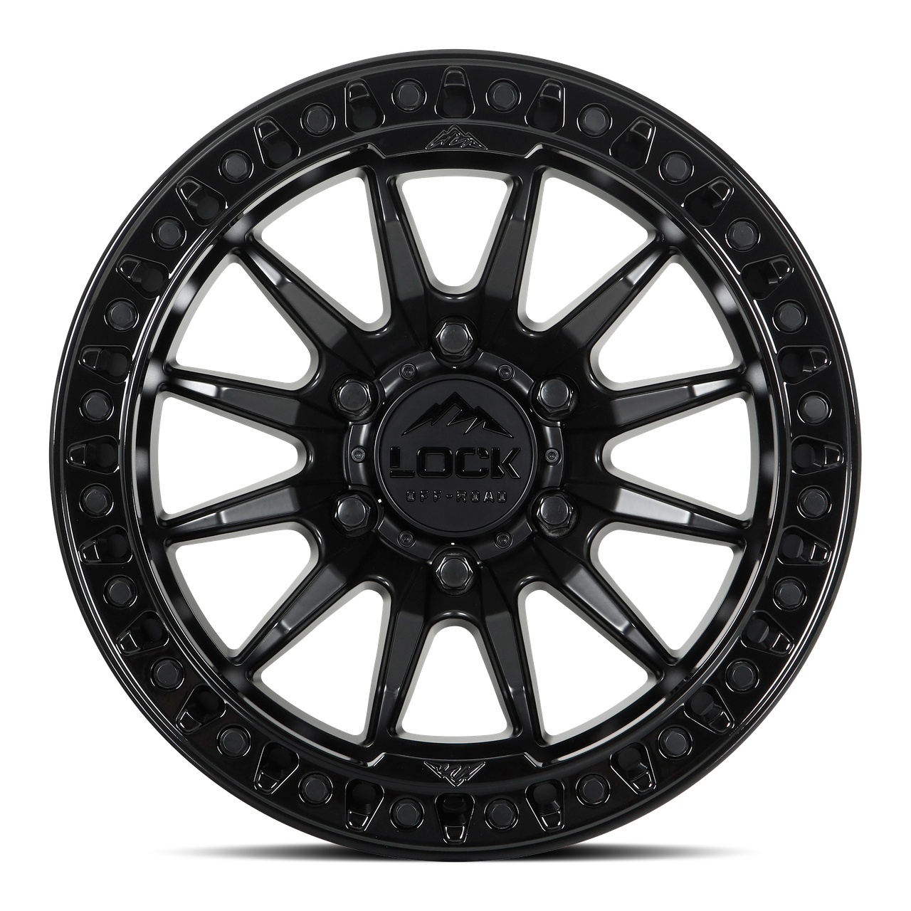 20" Lock Offroad Trail Matte Black Gloss Black Ring 20x9 Wheel 8x180 1mm Rim
