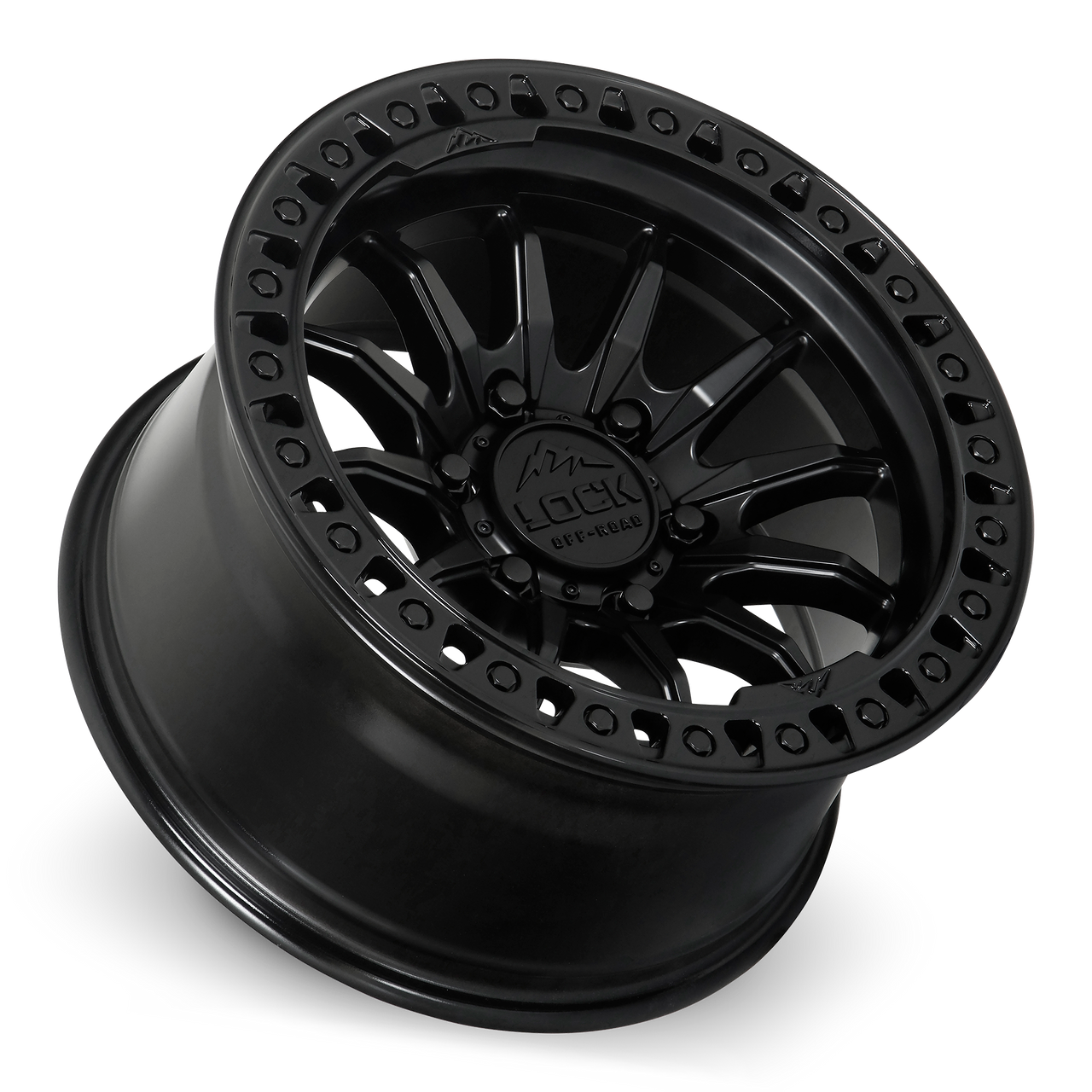 Set 4 20" Lock Offroad Trail Matte Black Gloss Black Ring 20x9 8x180 1mm Wheels For Chevy GMC Truck