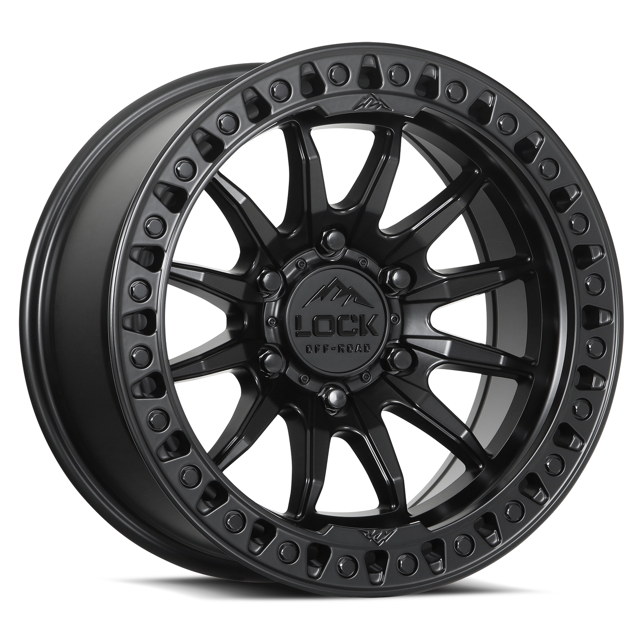 Set 4 20" Lock Offroad Trail Matte Black Matte Black Ring 20x9 6x135 1mm Wheels For Ford Lincoln Truck SUV