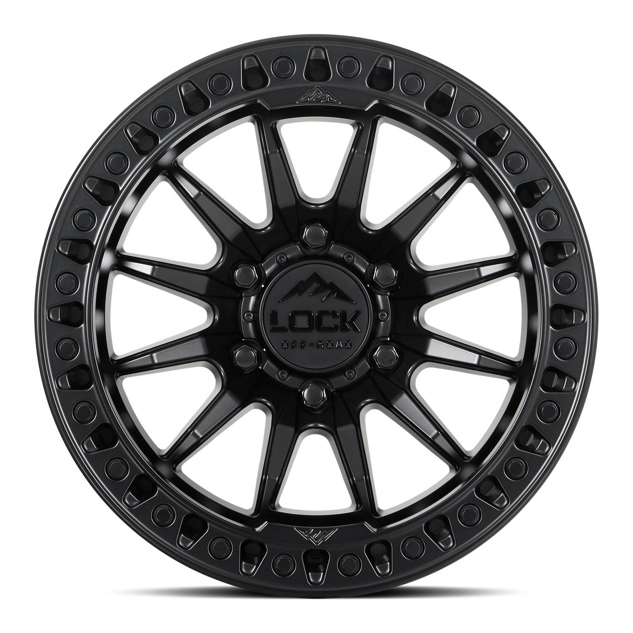 Set 4 17" Lock Offroad Trail Matte Black Matte Black Ring 17x9 6x5.5 1mm Wheels For Chevy GMC Ram Cadillac