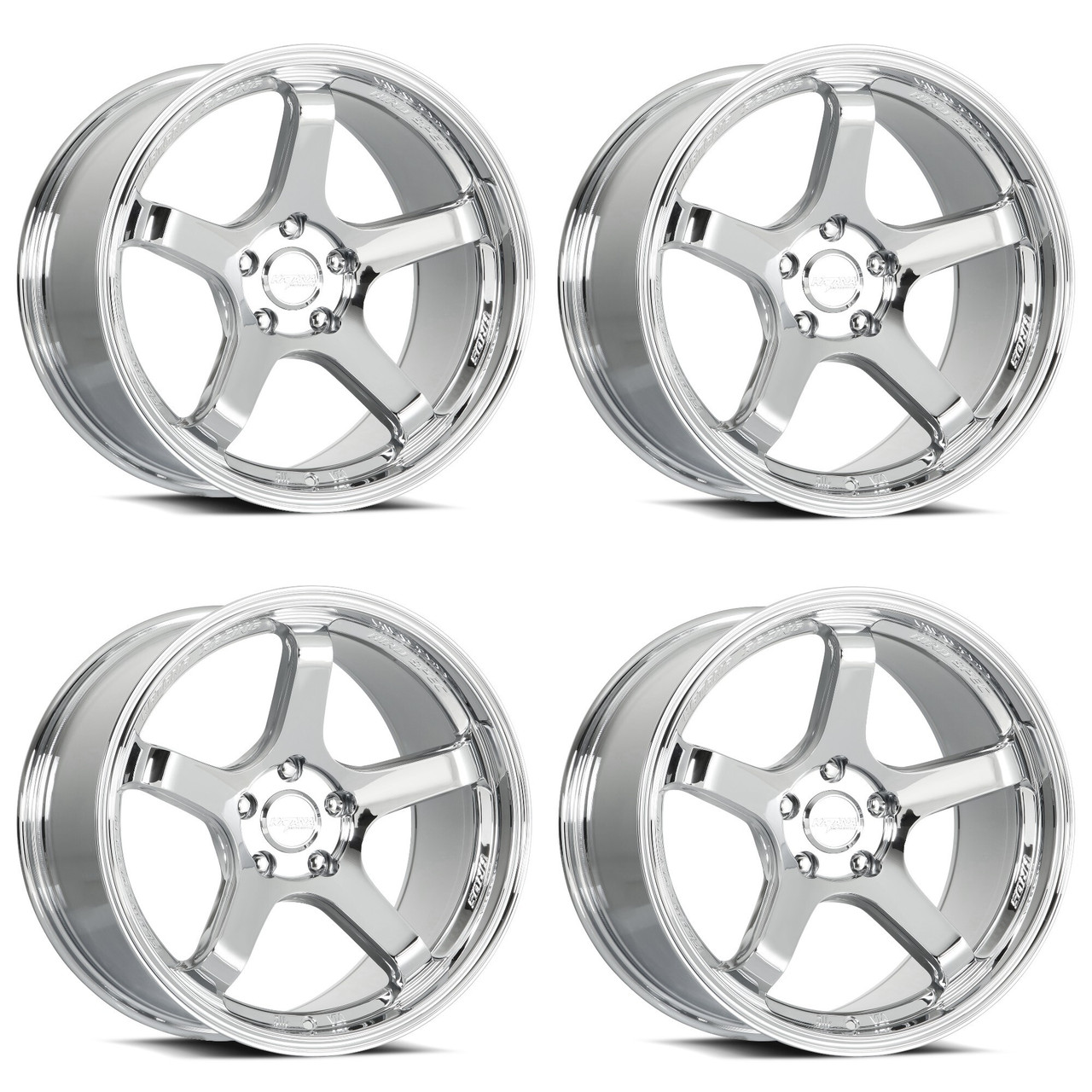 Set 4 18" Katana Racing HR05 Chrome Wheels 18x9.5 5x4.5 (5x114.3) 38mm Rims