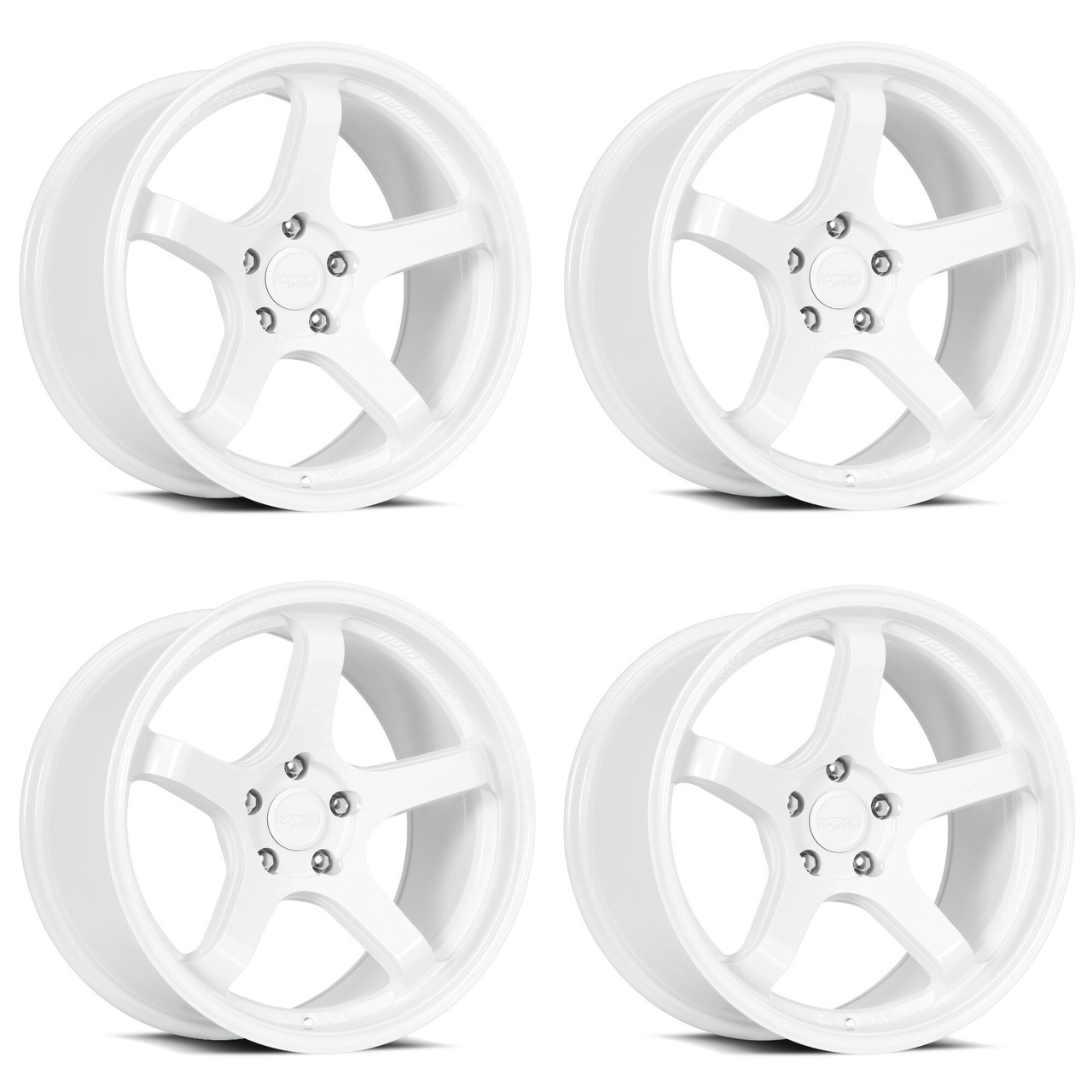 Set 4 18" Katana Racing HR05 Gloss White Wheels 18x10.5 5x120 22mm Racing Rims