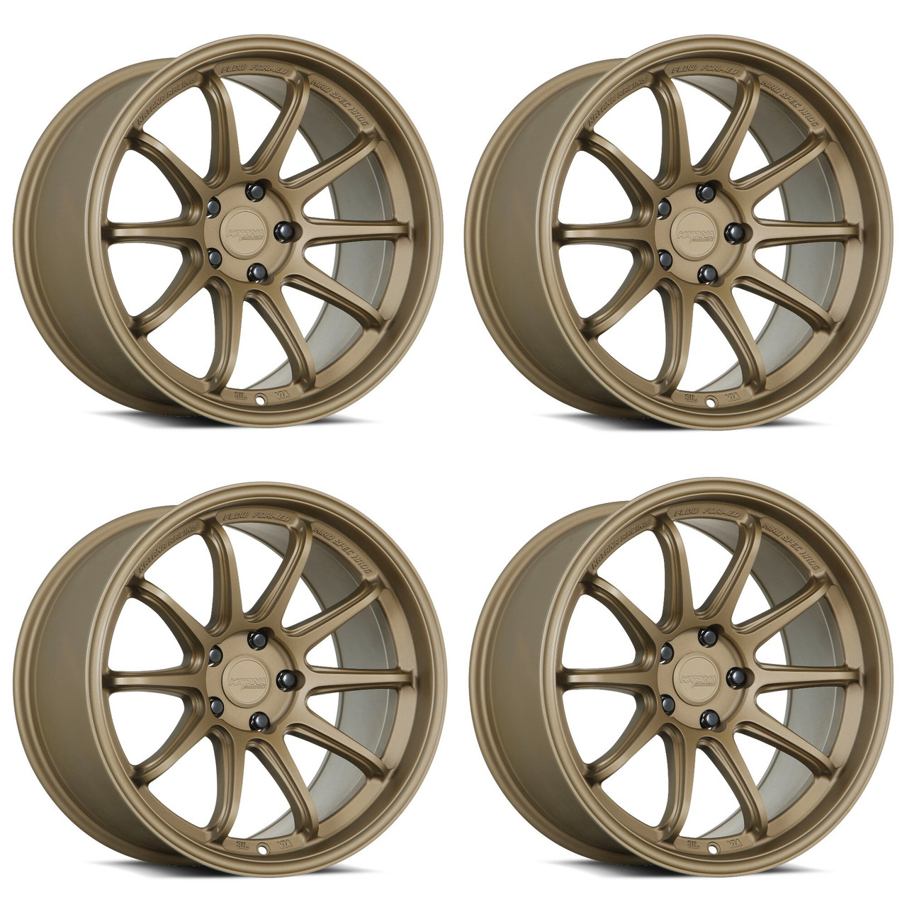 Set 4 18" Katana Racing HR06 Matte Bronze Wheels 18x8.5 5x112 35mm Racing Rims