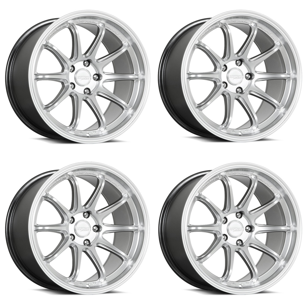 Set 4 18" Katana Racing HR06 Hyper Silver Wheels 18x8.5 5x4.5 (5x114.3) 35mm Rim