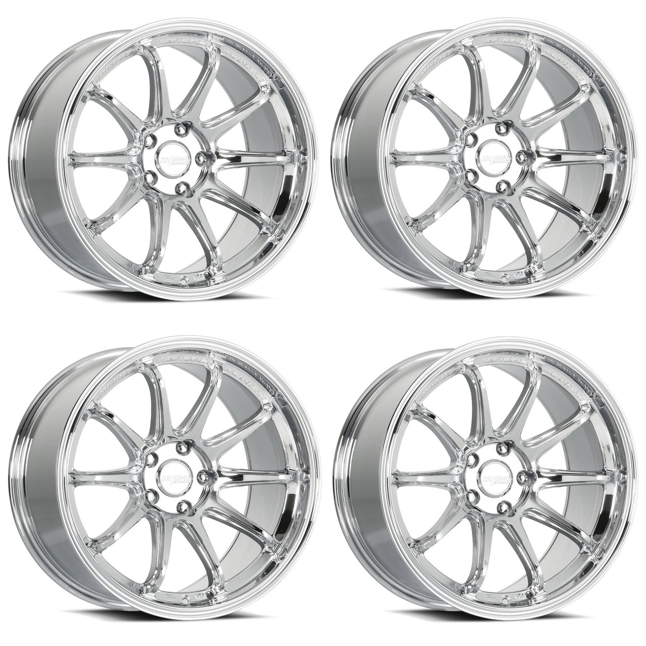 Set 4 18" Katana Racing HR06 Chrome Wheels 18x10.5 5x4.5 (5x114.3) 22mm Rims