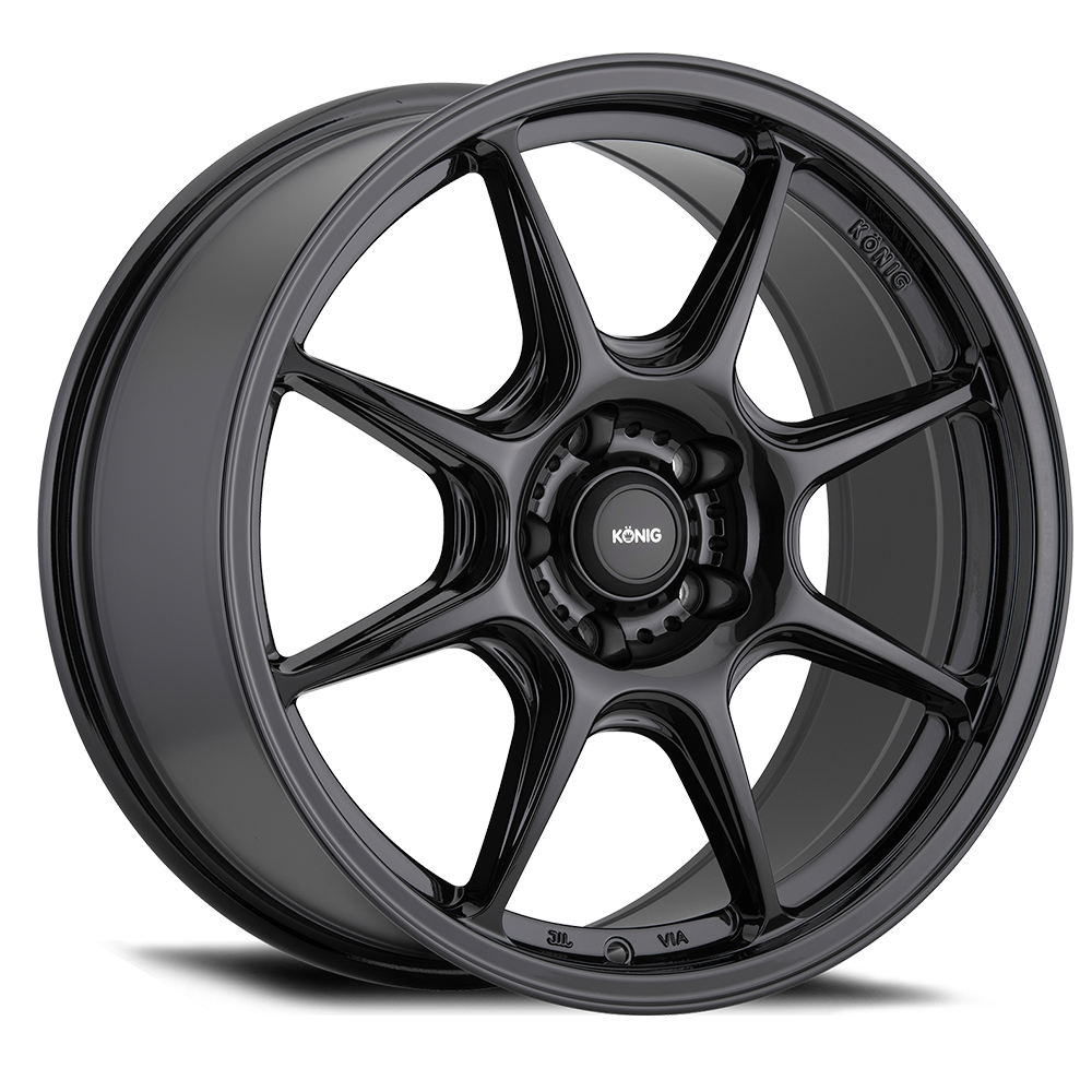 Set 4 18" Konig 102B Lockout Gloss Black 18x8.5 Wheels 5x112 43mm Street Rims
