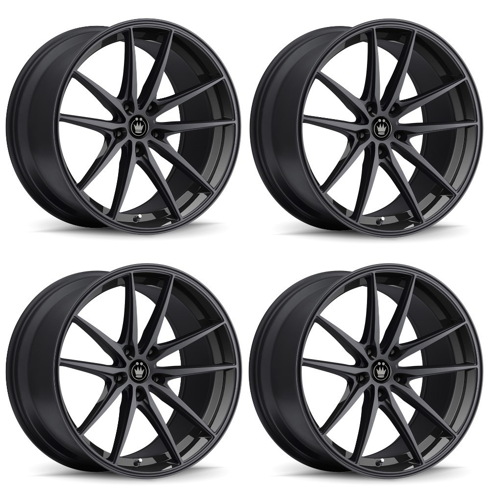 Set 4 18" Konig 37B Oversteer Gloss Black 18x8 Wheels 5x108 45mm Street Rims