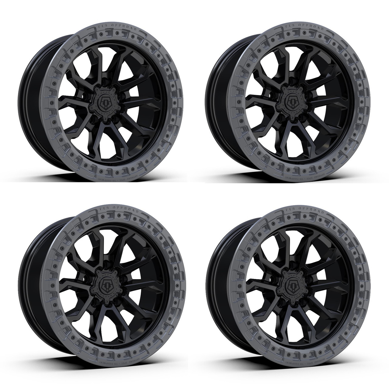 Set 4 17" TIS 556BA Black Anthracite Ring 17x9 5x5 (5x127) -12mm Offroad Wheels For Jeep Truck