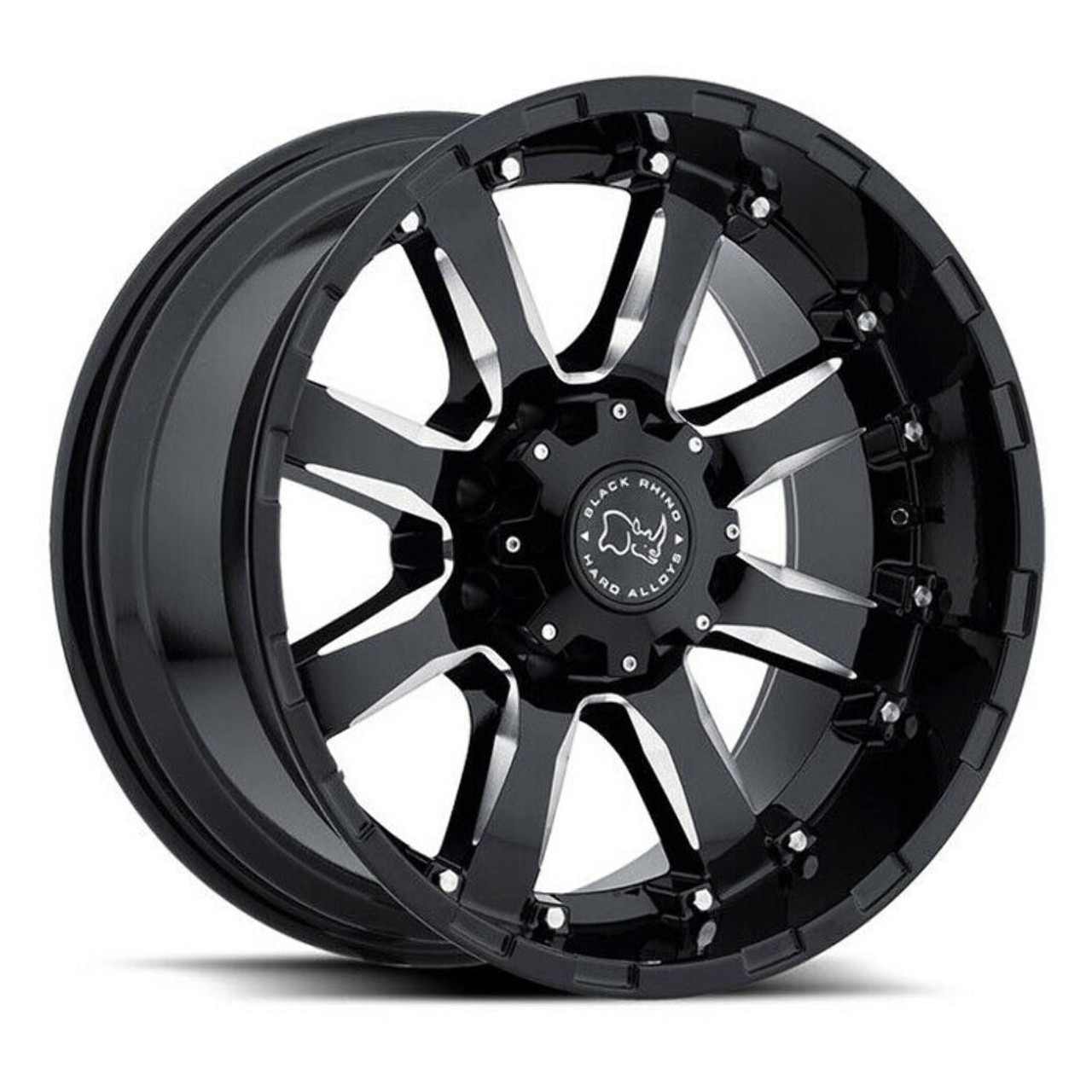 Set 4 20" Black Rhino Sierra 20x9 6x5.5 Gloss Black w/ Milled Spokes Wheels 12mm