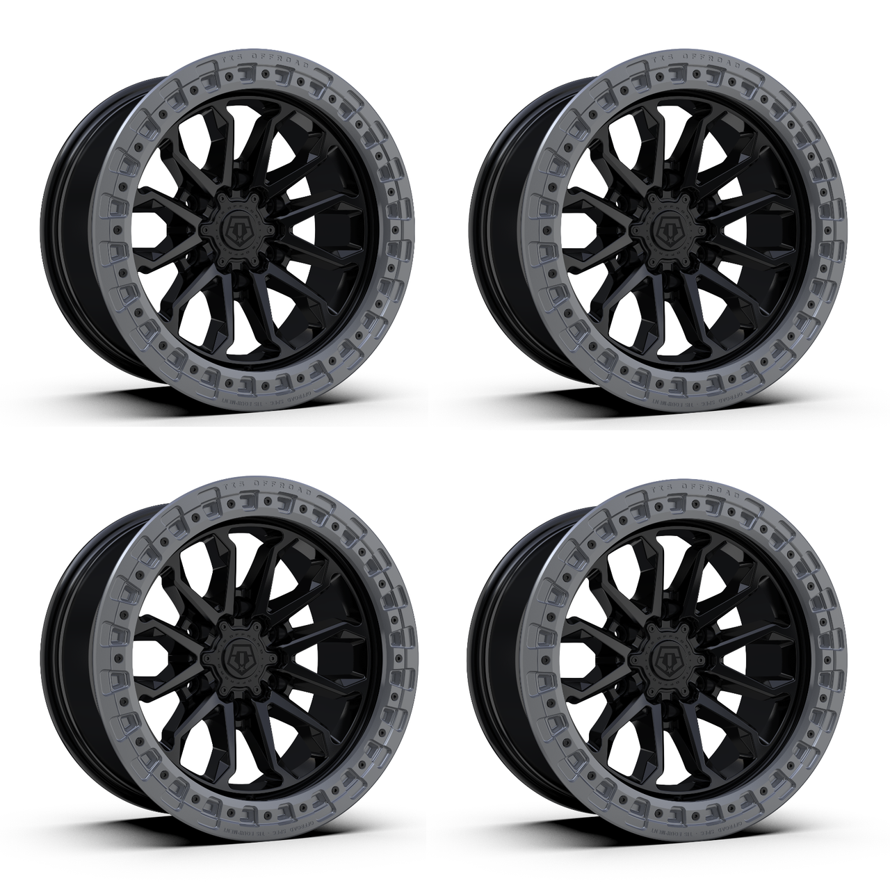 Set 4 17" TIS 556BA Black Anthracite Ring Wheels 17x9 6x5.5 (6x139.7) -12mm Rims Offroad Truck SUV Wheels