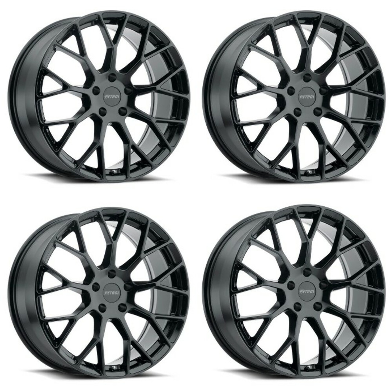 Set 4 20" Petrol P2B 20x8.5 5x4.25 Gloss Black Wheels 40mm Rims