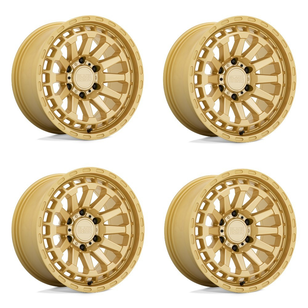 Set 4 Black Rhino Raid 20x9.5 5x5 Gold Wheels 20" -18mm Lifted Jeep Truck Rims