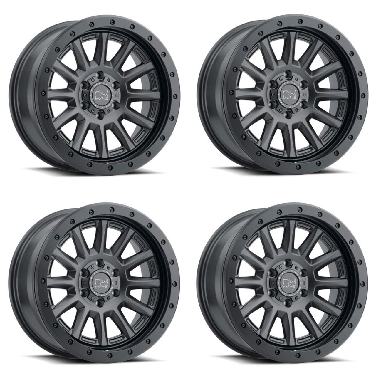 Set 4 Black Rhino Dugger 20x9 5x5 Gun Black Wheels 20" -18mm Lifted Truck Rims
