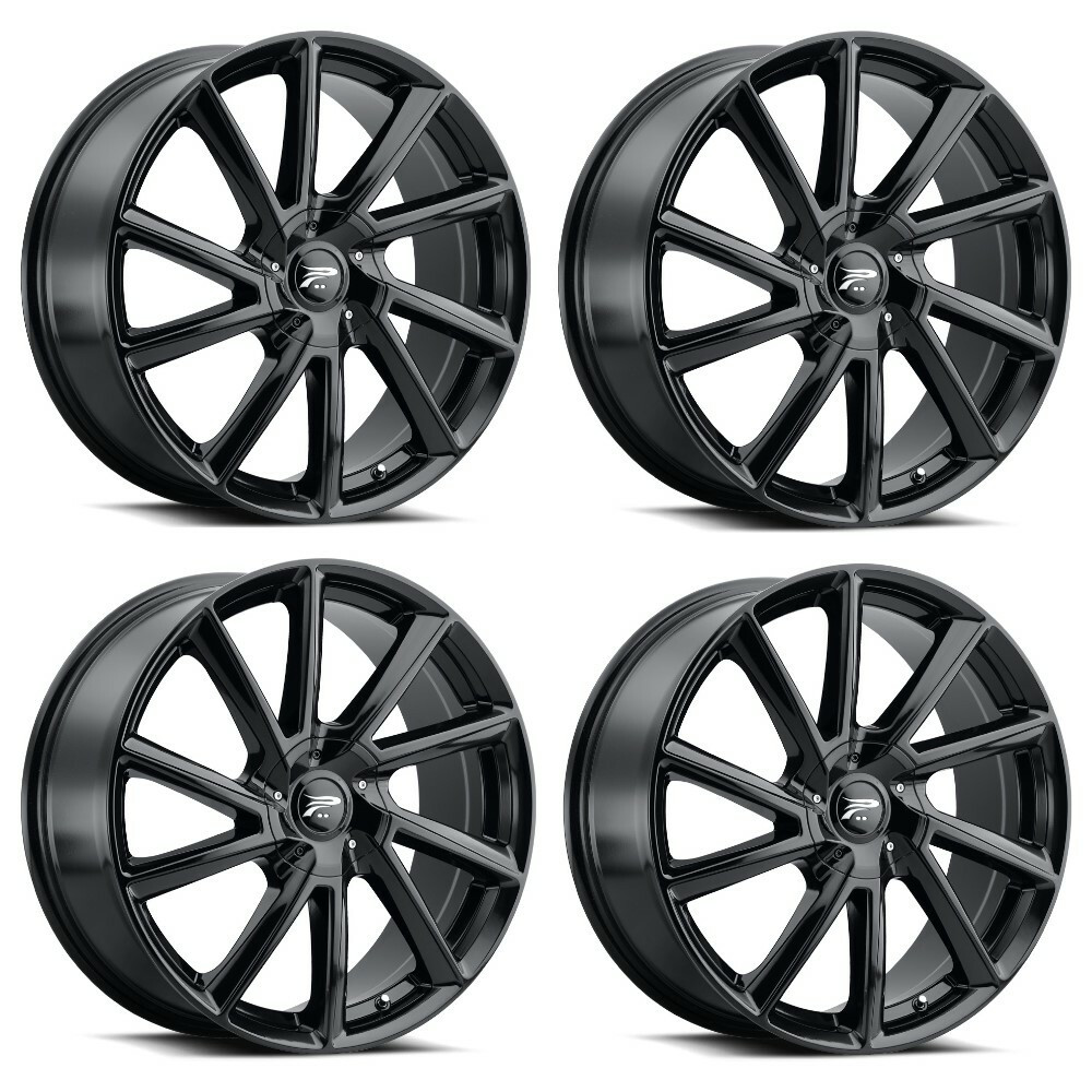 Set 4 17" Platinum 466BK Mystic Gloss Black 17x8 Wheels 5x108 5x4.5 40mm Rim