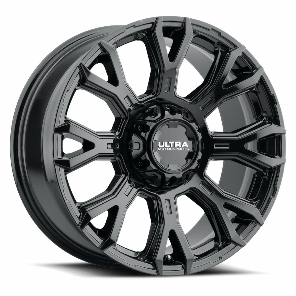 20" Ultra 123BK Scorpion Gloss Black 20x9 8x6.5 18mm For Chevy GMC Ram Ford Rim