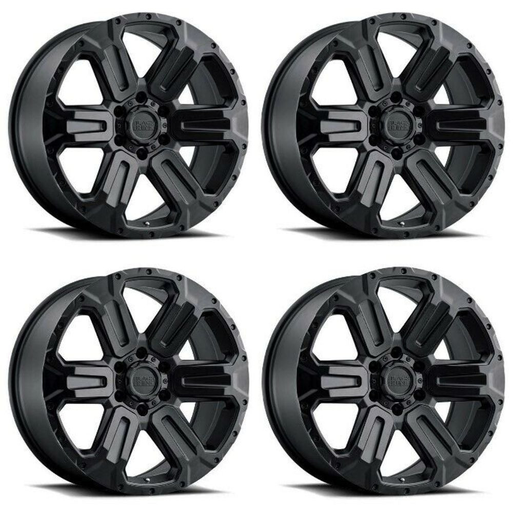 Set 4 20" Black Rhino Wanaka 20x9 5x5 Matte Black Wheels -18mm For Jeep Rims