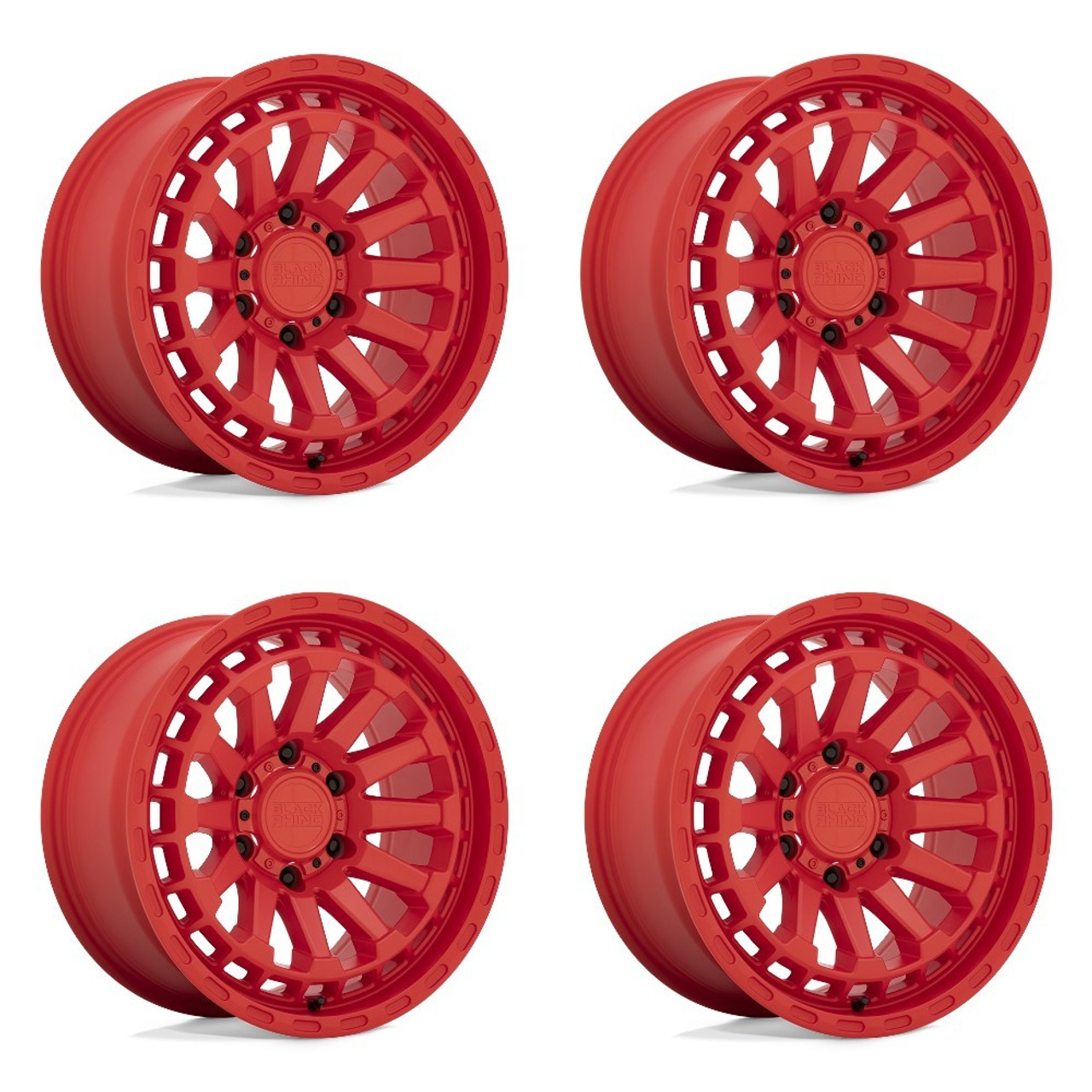 Set 4 Black Rhino Raid 20x9.5 5x5 Gloss Red Wheels 20" -18mm Lifted Truck Rims