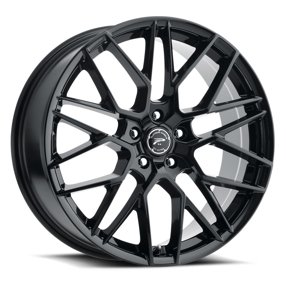 Set 4 17" Platinum 459BK Retribution Gloss Black 17x8 Wheels 5x100 35mm Car SUV