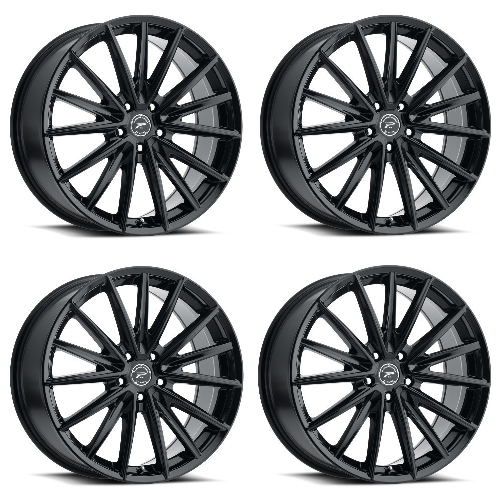 Set 4 17" Platinum 461BK Exodus Gloss Black 17x8 Wheels 5x120 35mm Car SUV Rims