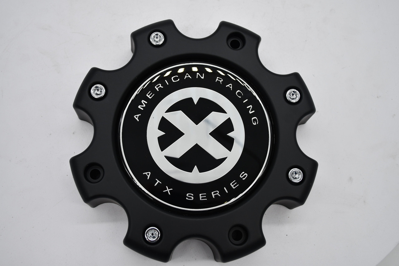 American Racing Atx Matte Black Chrome Logo Wheel Center Cap Hub Cap AX845L170 6.75"