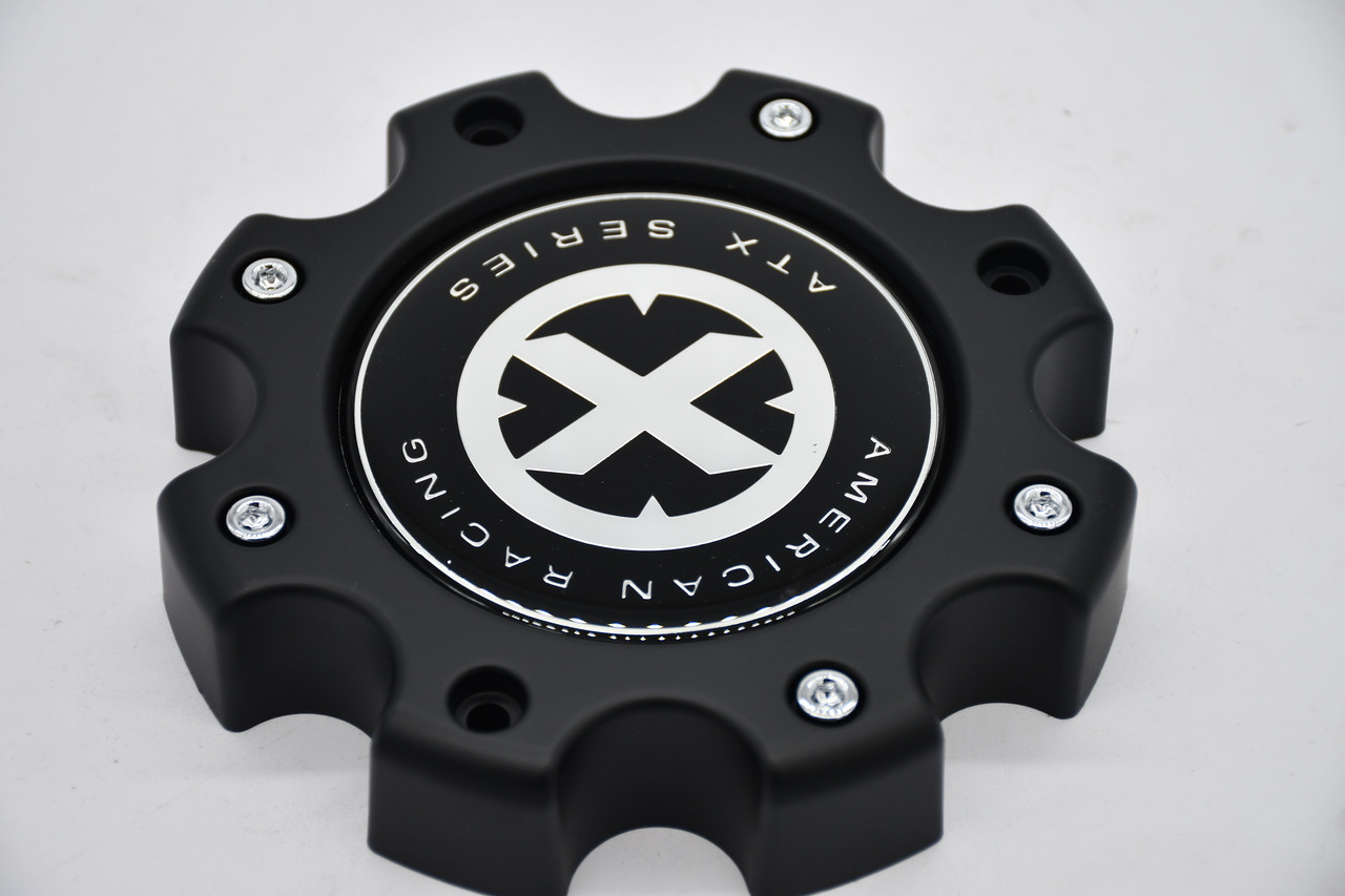 American Racing Atx Matte Black Chrome Logo Wheel Center Cap Hub Cap AX845L170 6.75"