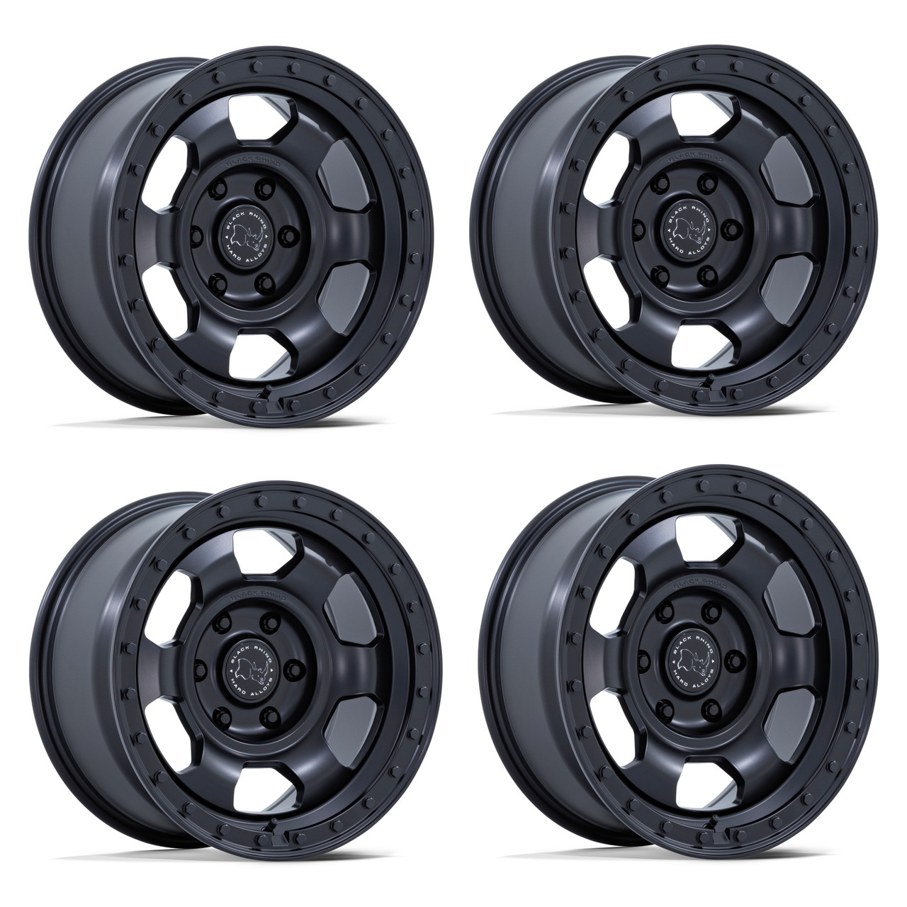 Set 4 17" Black Rhino BR029 Trooper Matte Black 17x8.5 Wheels 5x4.5 25mm Rims