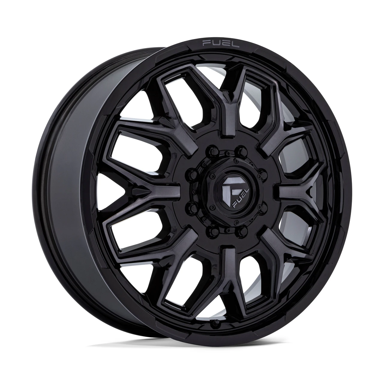 20" Fuel D875 Flux Dually Gloss Black Brush FC Gray DDT 20x8.25 8x6.5 104mm Rim