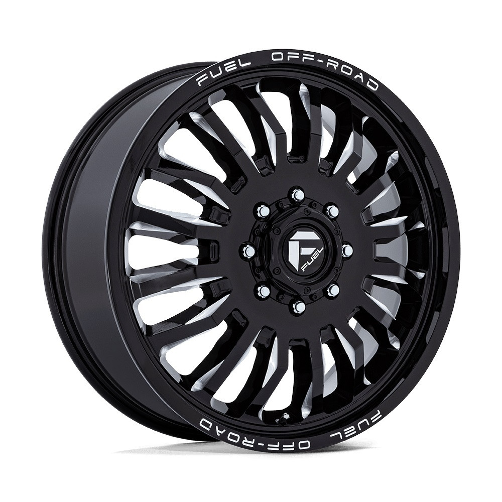 22" Fuel D868 Arc Dually Gloss Black Milled 22x8.25 Wheel 8x6.5 104mm Front Rim