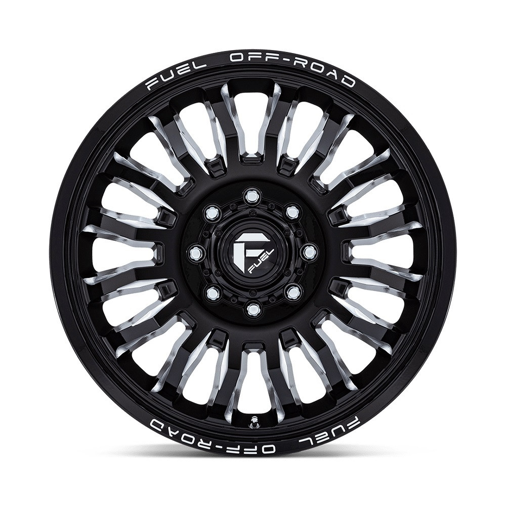 22" Fuel D868 Arc Dually Gloss Black Milled 22x8.25 Wheel 8x6.5 104mm Front Rim