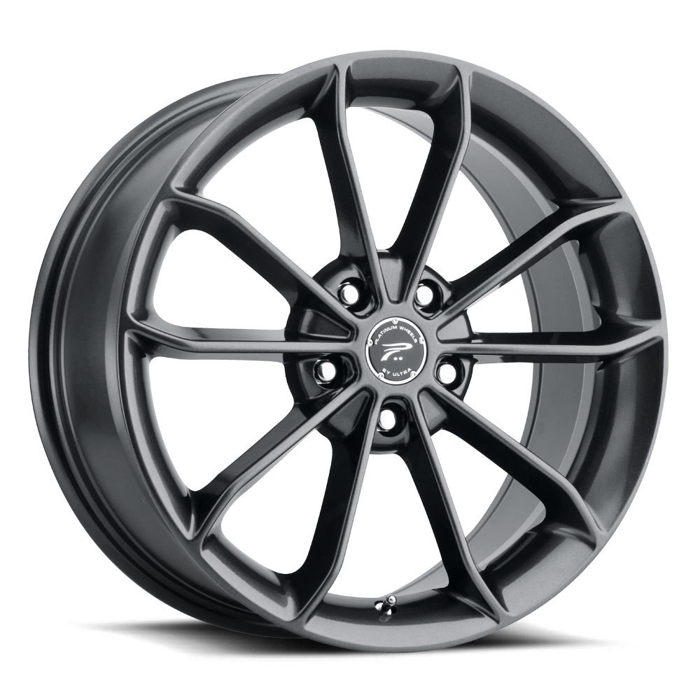 Set 4 17" Platinum 457GN Revelation Gloss Gunmetal Grey  17x8 5x100 35mm Wheels