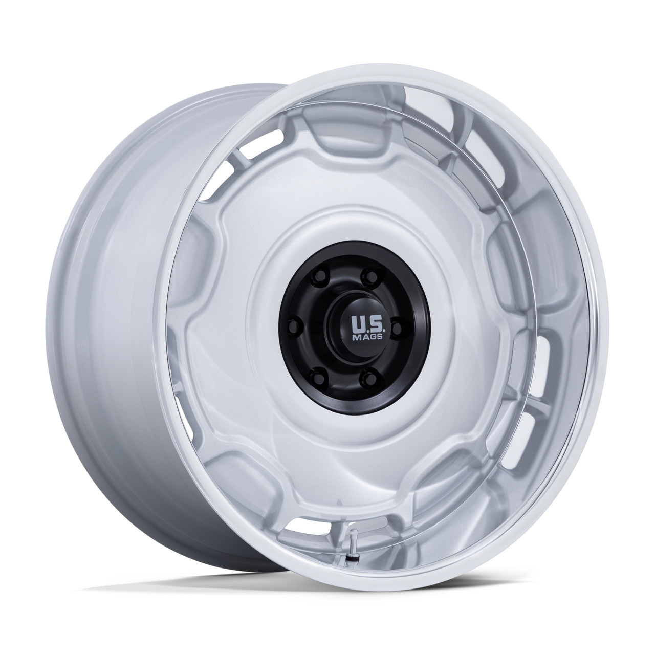 22" US Mag UC146 Arlington 22x10.5 5x5 12mm Silver M-Blk Center Dc-Lip Wheel