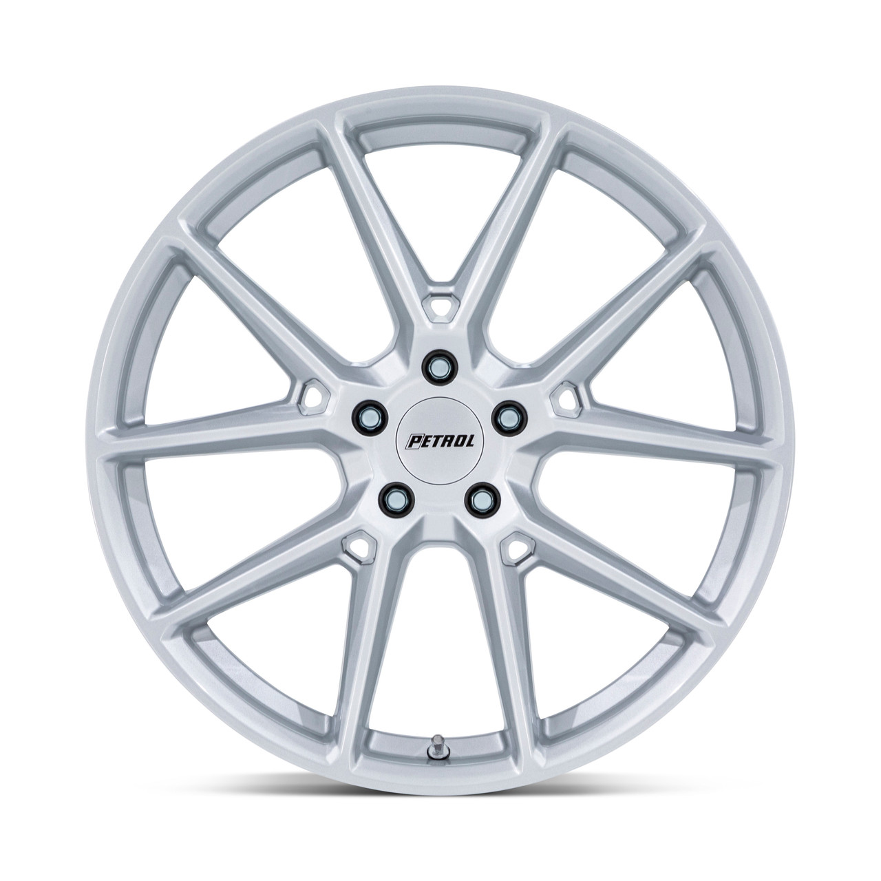 Set 4 18" Petrol PE002 P1E 18x8 5x4.25 40mm Gloss Silver Wheels Sedan Coupe Rims