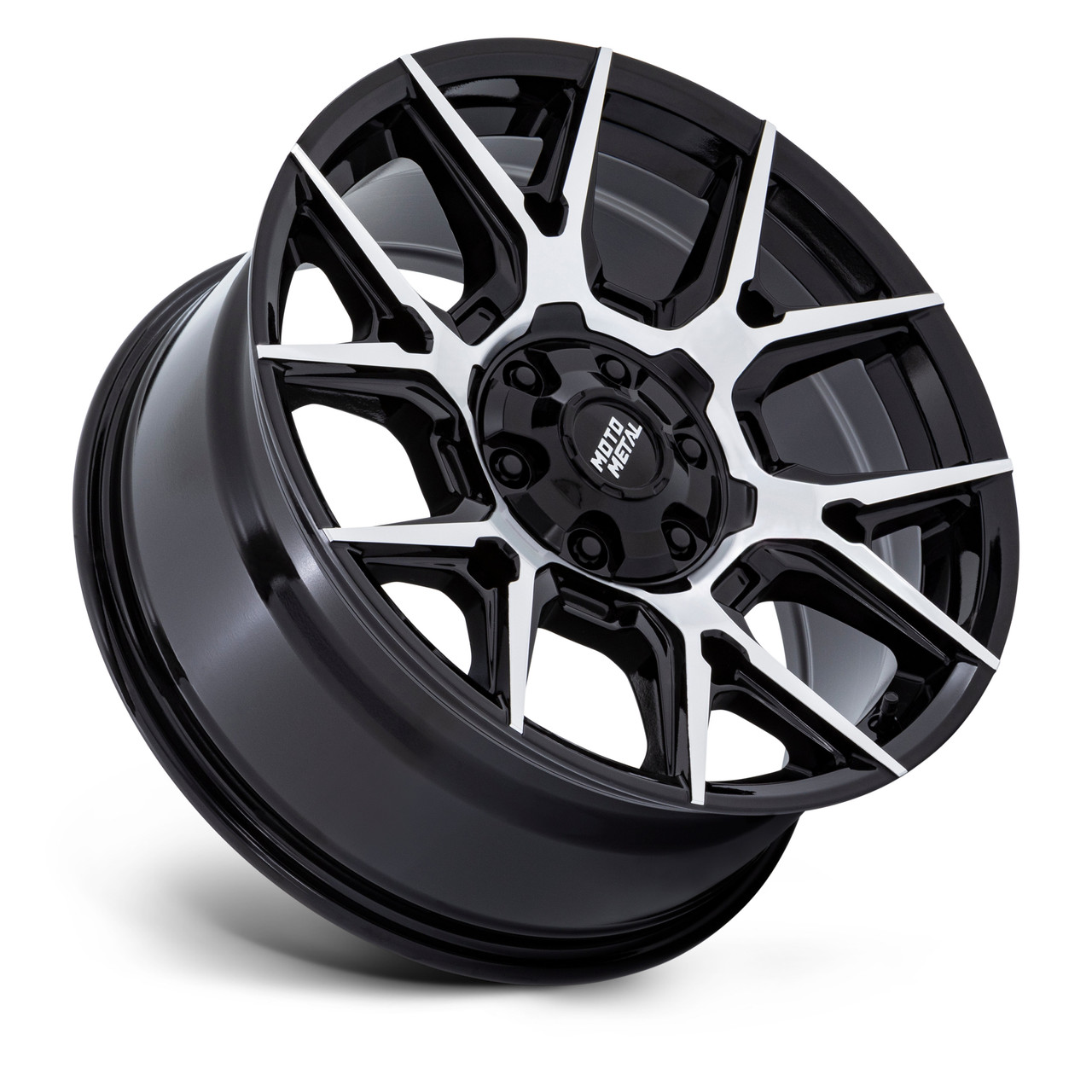 17" Moto Metal MO813 Mason 17x8.5 6x5.5 0mm Gloss Black Machined Face Truck Rim Offroad Wheel