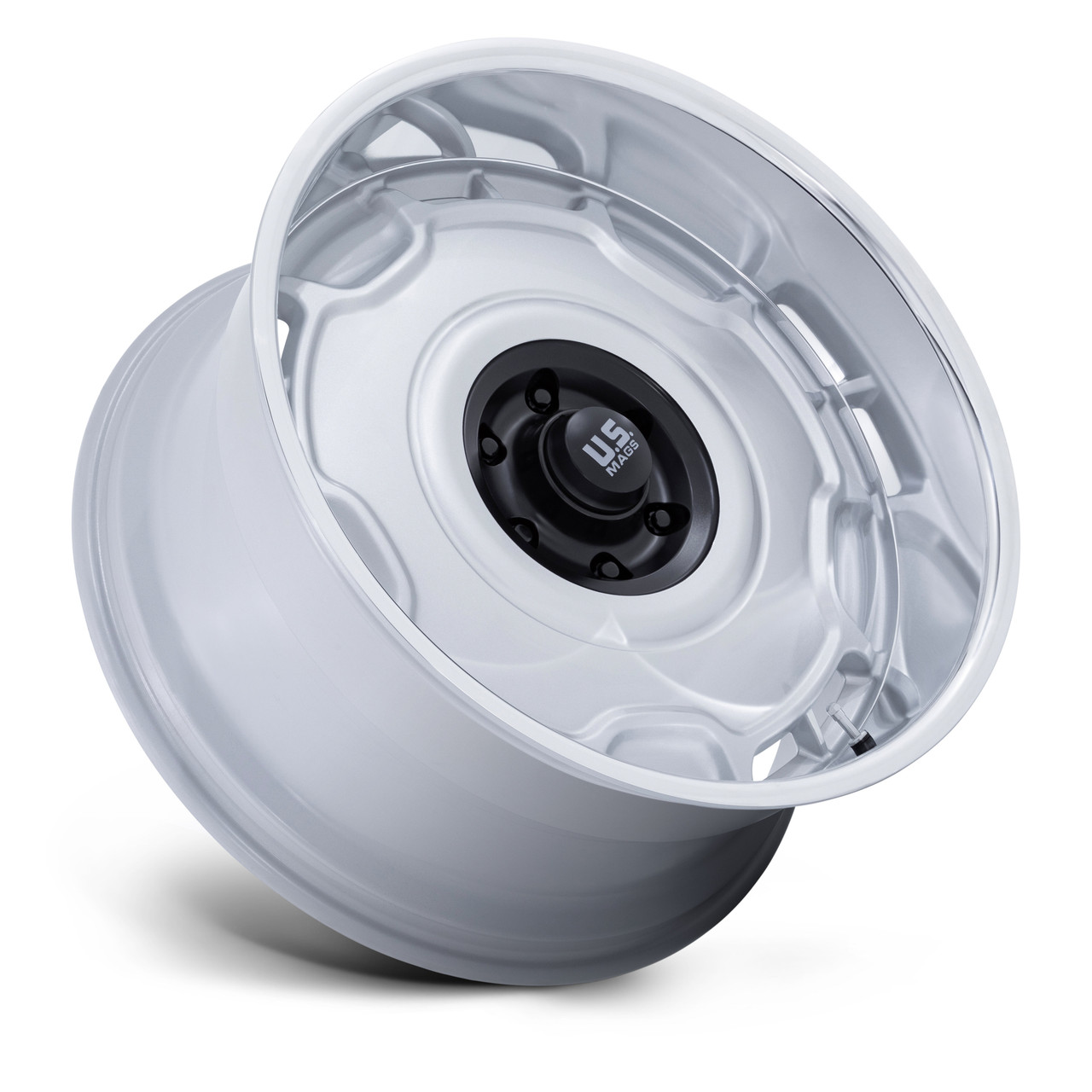 20" US Mag UC146 Arlington 20x11 5x5 -6mm Silver Matte-Blk Center Dc-Lip Wheel