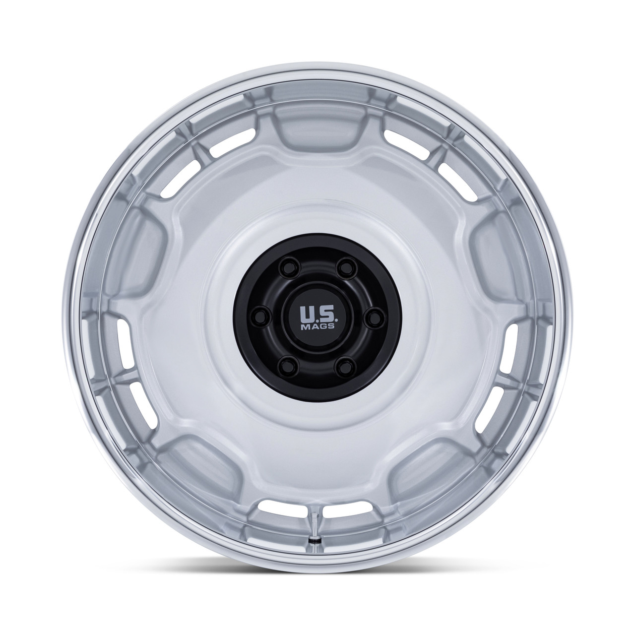 20" US Mag UC146 Arlington 20x8.5 6x5.5 1mm Silver M-Blk Center Dc-Lip Truck Rim Wheel