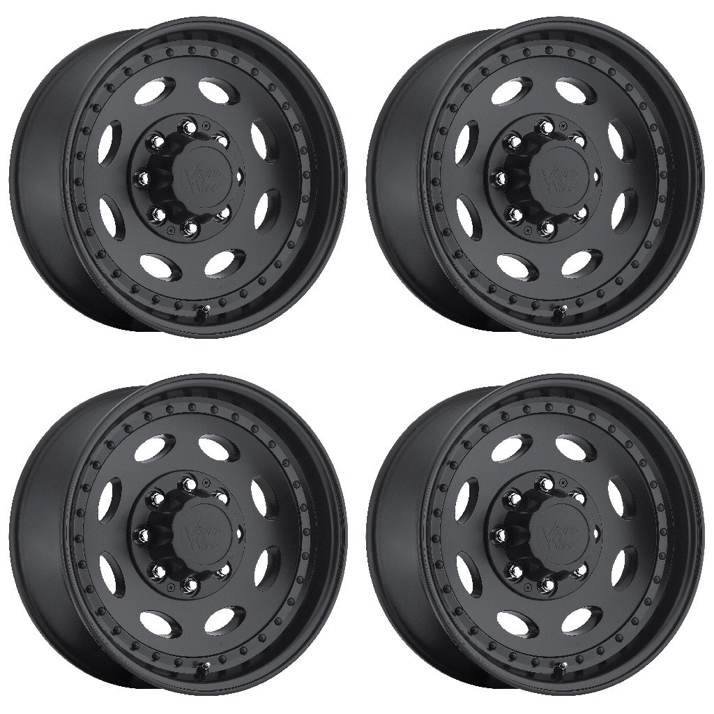 Set 4 19.5" Vision HD 81 Heavy Hauler Matte Black Wheels 19.5x7.5 8x170 Rims 0mm