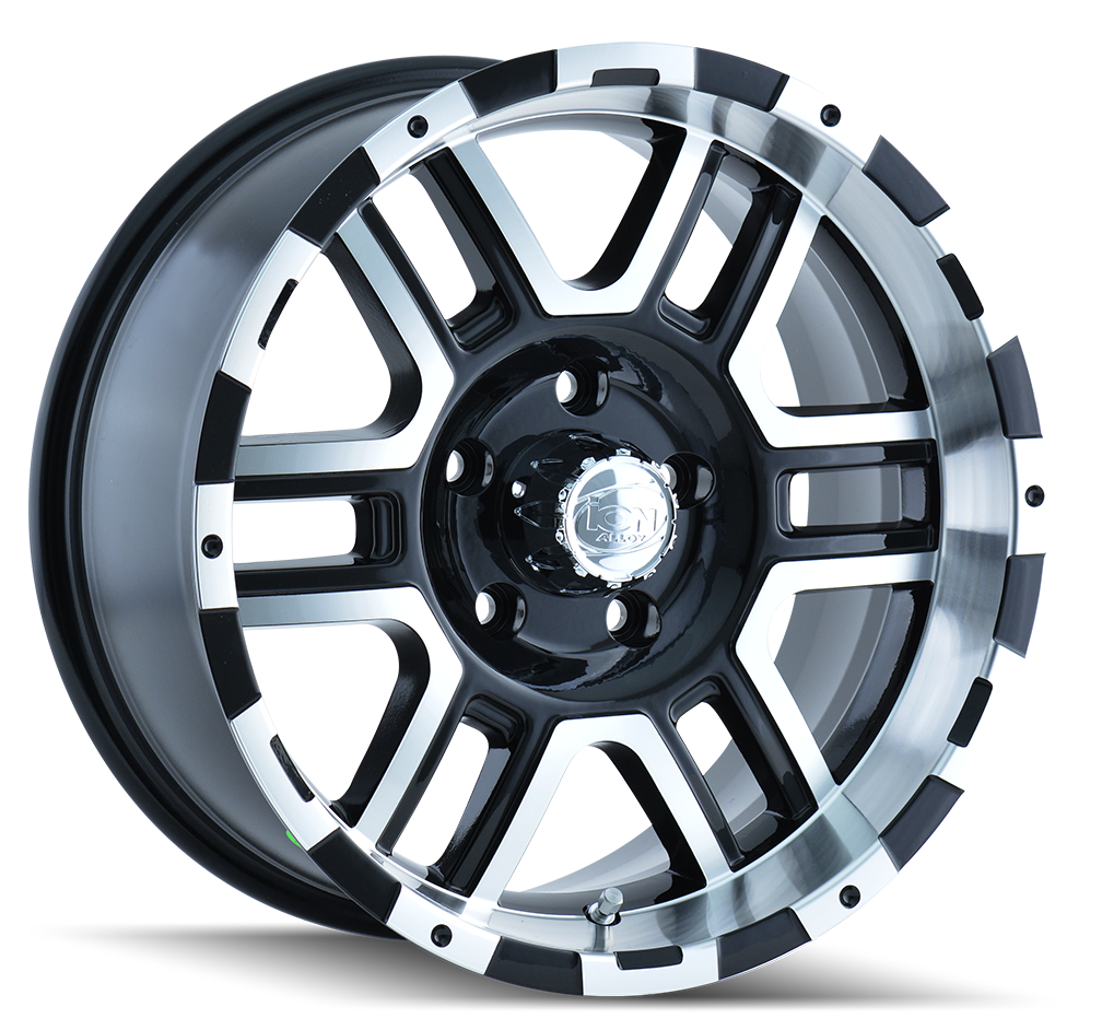Set 4 17" Ion 179 17x8 Black Machined 6x5.5 Wheels 10mm Rims