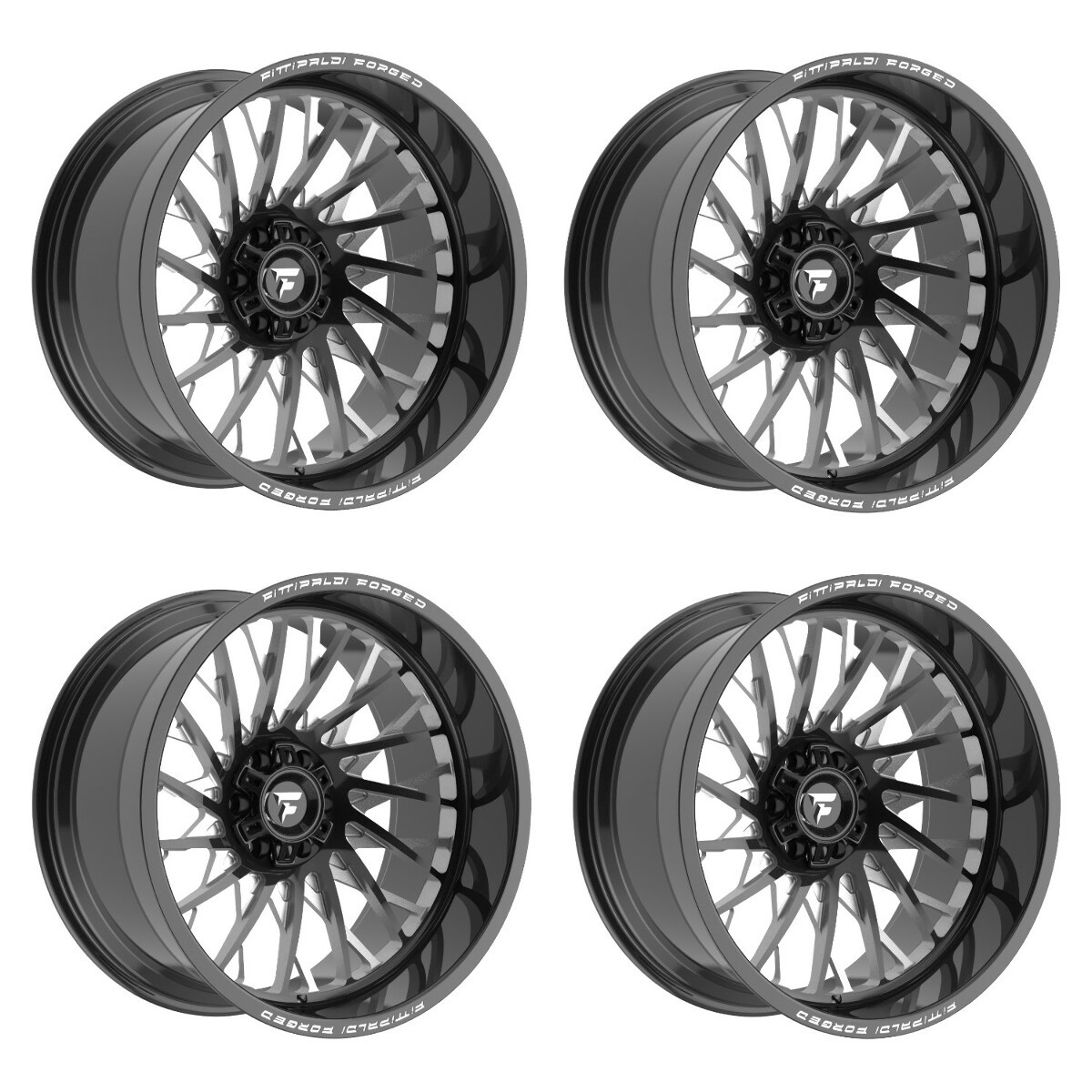 Set 4 22" Fittipaldi Off Road FTF501BM Gloss Black Milled 22x12 8x6.5 -44mm Rims