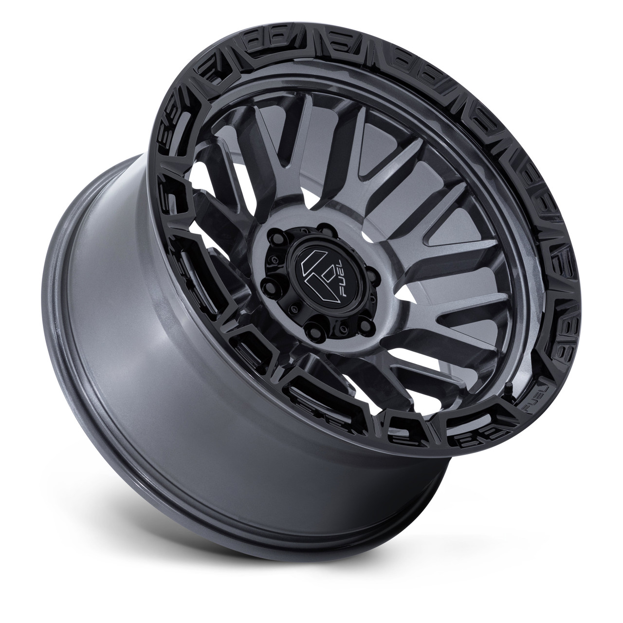 17" Fuel FC890 Rail Gloss Gunmetal Black Lip 17x9 Wheel 6x5.5 -12mm Offroad Rim