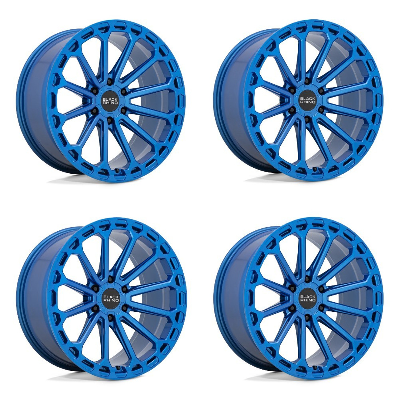 Set 4 Black Rhino Kaizen 20x9.5 6x135 Dearborn Blue Wheels 20" 12mm Rims