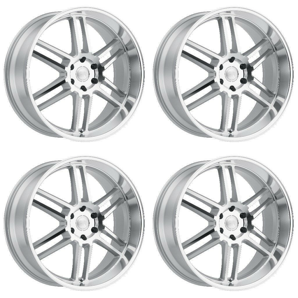 Set 4 Black Rhino Katavi 22x10 5x4.5 Silver W/ Mirror-Cut Face Wheels 22" 30mm