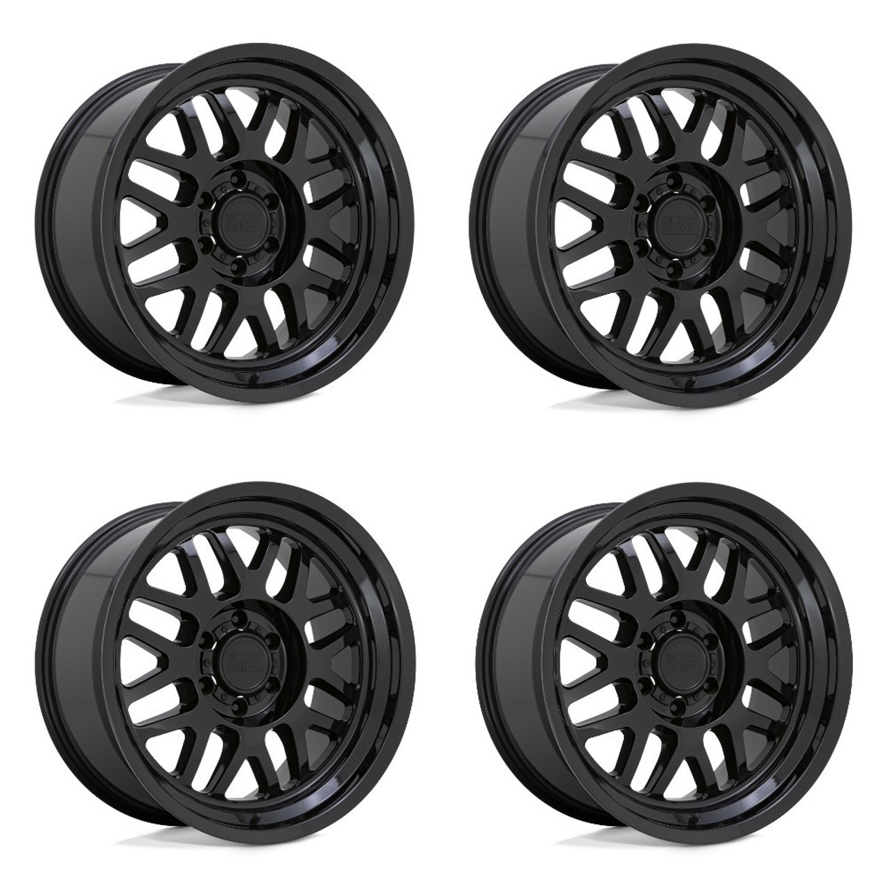 Set 4 Black Rhino Delta 20x9.5 6x120 Gloss Black Wheels 20" 12mm Rims