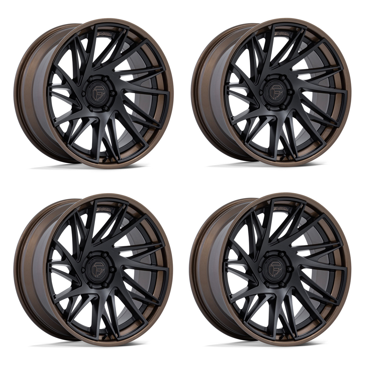Set 4 24" Fuel FC405 Dynamo Matte Black Gloss Bronze Lip 24x10 6x5.5 0mm Wheels Offroad Truck SUV Rims