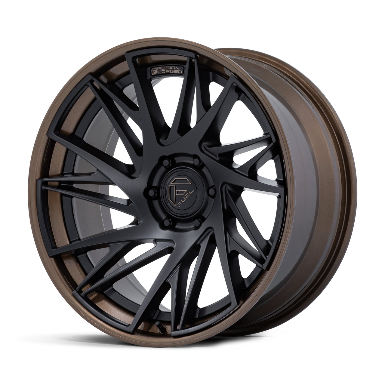 20" Fuel FC405 Dynamo Matte Black Gloss Bronze Lip 20x10 Wheel 6x5.5 -18mm Rim